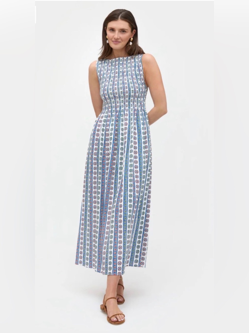 Hill House Cosima Nap Dress in Cosmos Floral Stripe pattern - XS